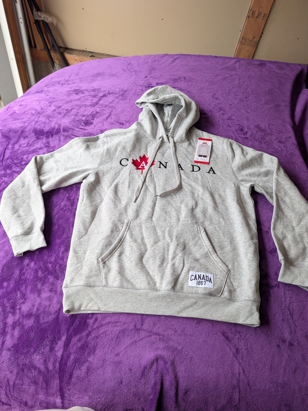 Canada Logo Grey Hooded Sweatshirt - Casual Men’s Pullover